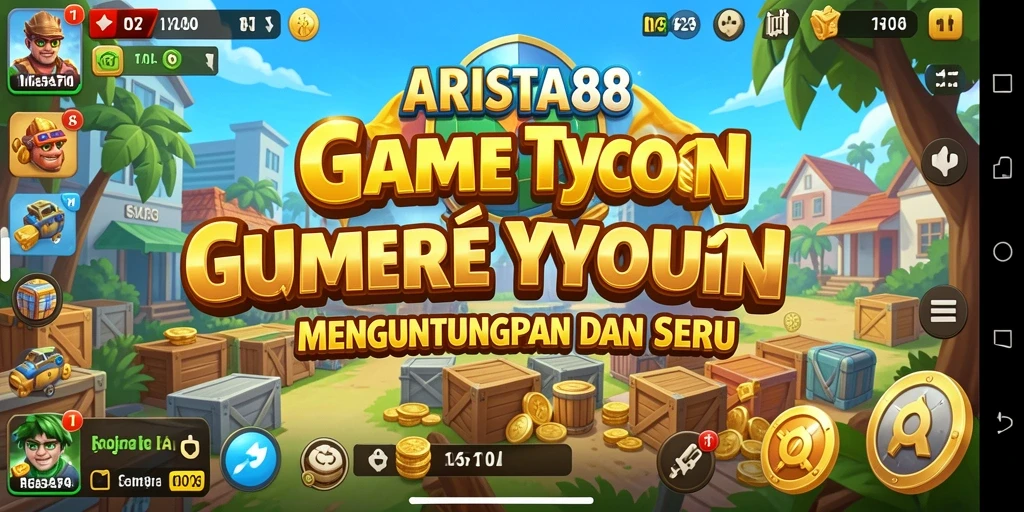 Tampilan menarik dari gameplay ARISTA88 yang menggambarkan manajemen bisnis.