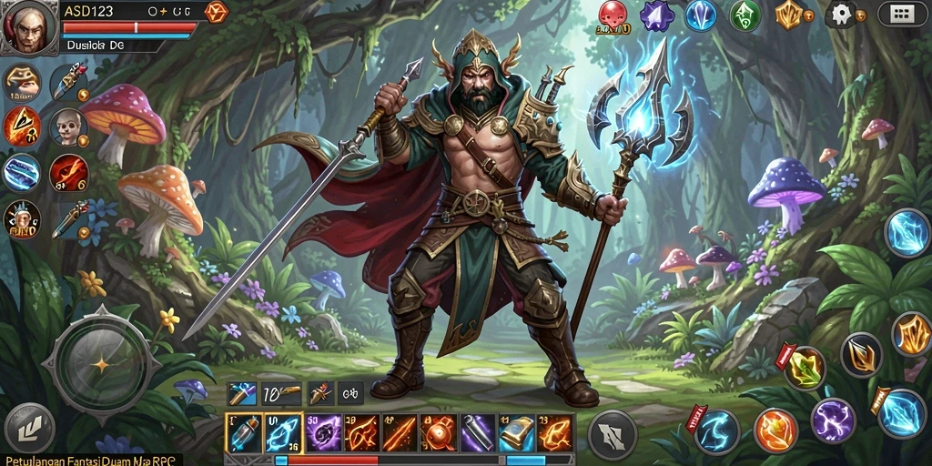 Screenshot gameplay <strong>ASD123</strong> menampilkan petualangan karakter dalam dunia RPG yang epik.