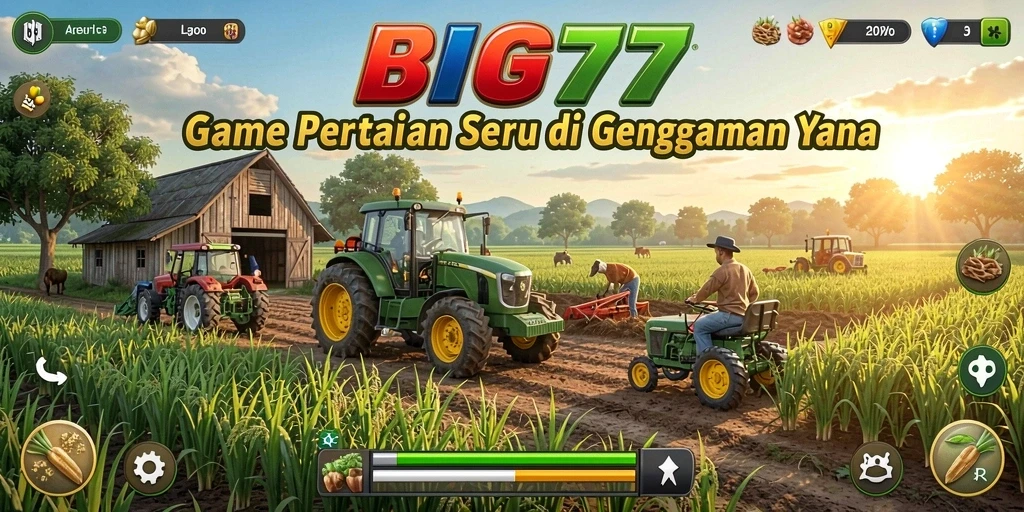 Tangkapan layar gameplay BIG77 yang menampilkan aktivitas pertanian yang seru.