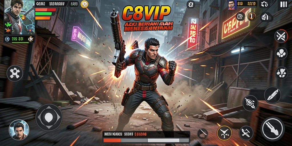 Tangkapan layar C8VIP menampilkan aksi seru dalam pertempuran.