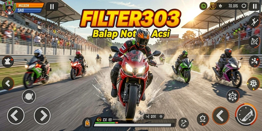 Tampilan menakjubkan dari gameplay balap motor yang intens.