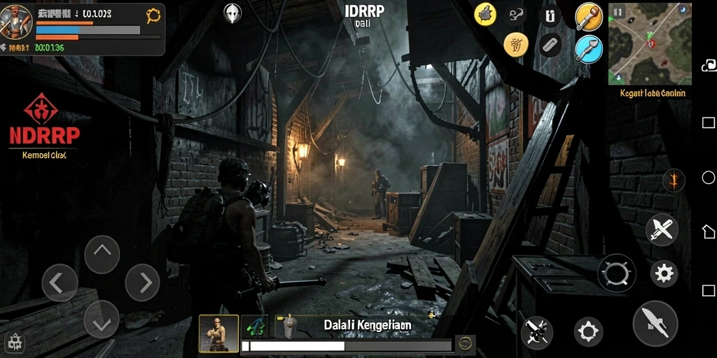 Tampilan gameplay IDRRP menakutkan dengan suasana kegelapan.