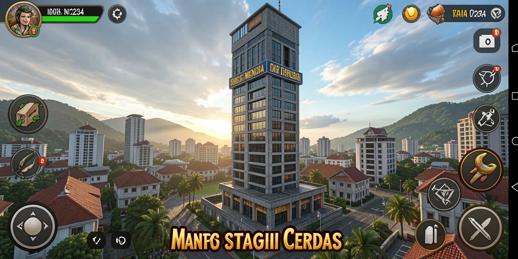 Tampilan gameplay Tower Defense yang menarik dalam IN1234.