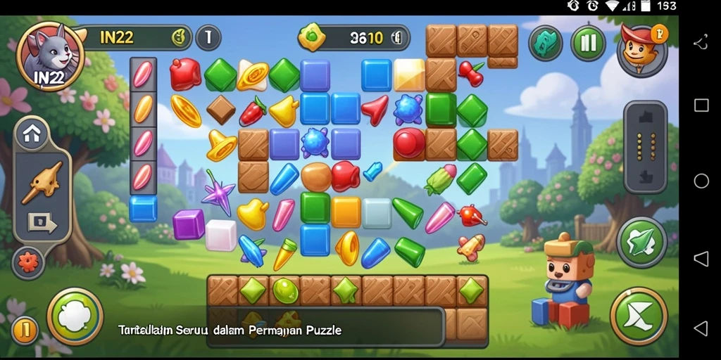 Screenshot gameplay IN22 menunjukkan tantangan Puzzle yang menarik.