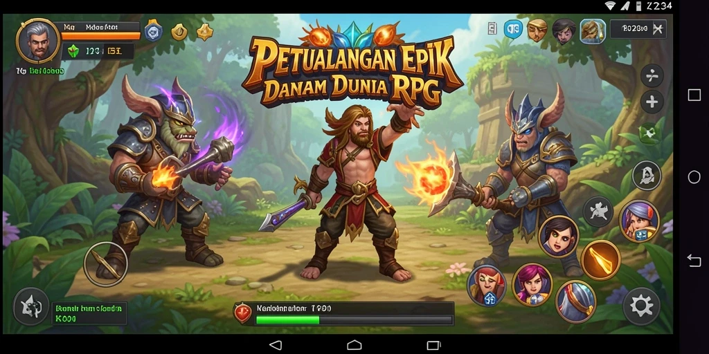 Screenshot utama K234 menampilkan aksi penuh dari pertempuran epik RPG.