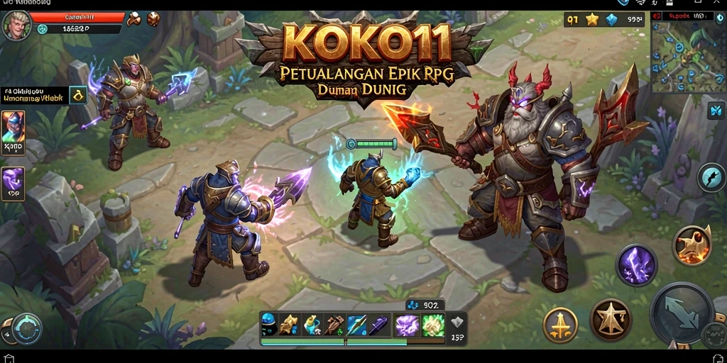 Tangkapan layar KOKO11 menunjukkan aksi pertarungan epik dalam dunia fantasi RPG.