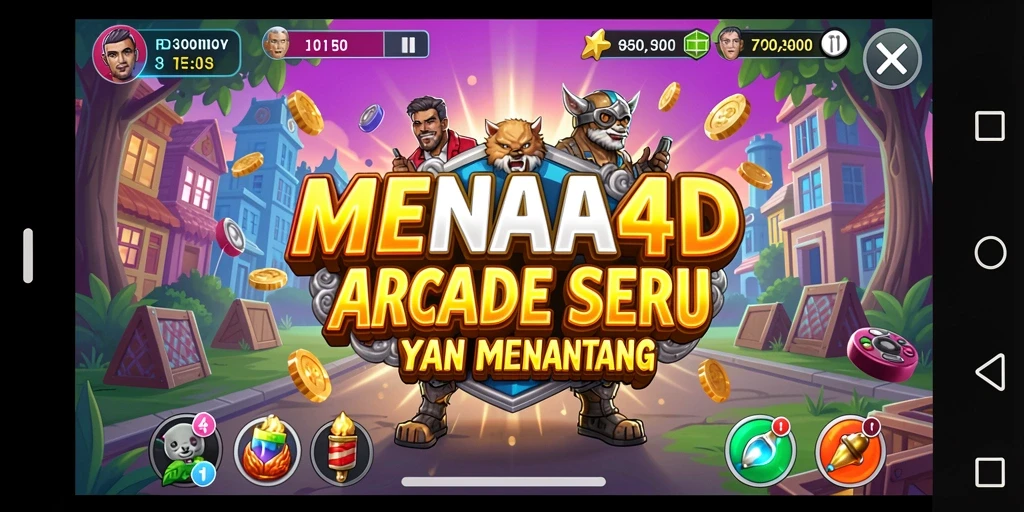 Tangkapan layar MENARA4D menampilkan aksi seru dalam permainan Arcade.