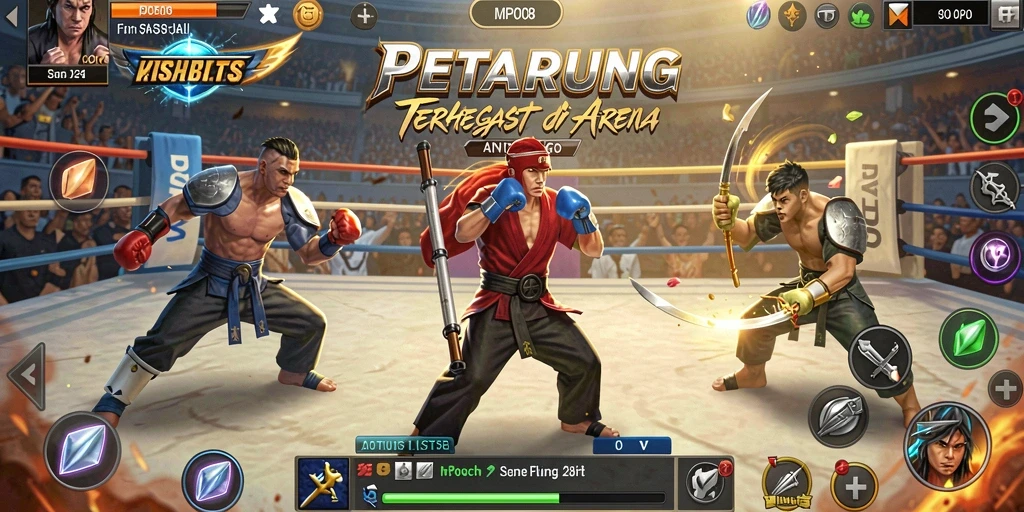 Tampilan gameplay seru dalam aksi pertarungan MPO08.