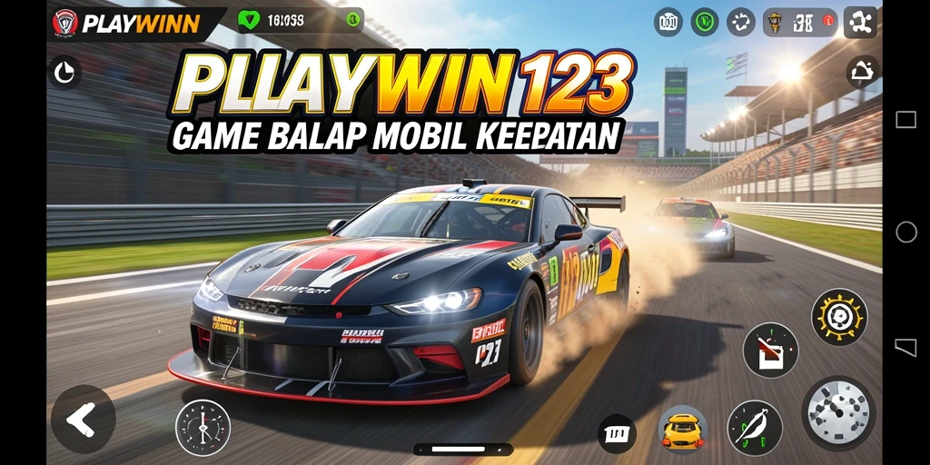Screenshot gameplay dari balap mobil di PLAYWIN123 yang penuh aksi.