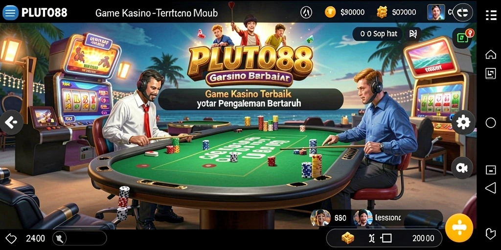 Screenshot utama PLUTO88 menampilkan gameplay yang mendebarkan di Kasino.