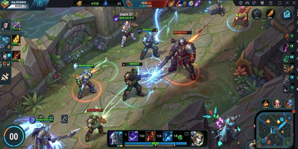 Tampilan menarik dari gameplay MOBA di RAJAPANEN.