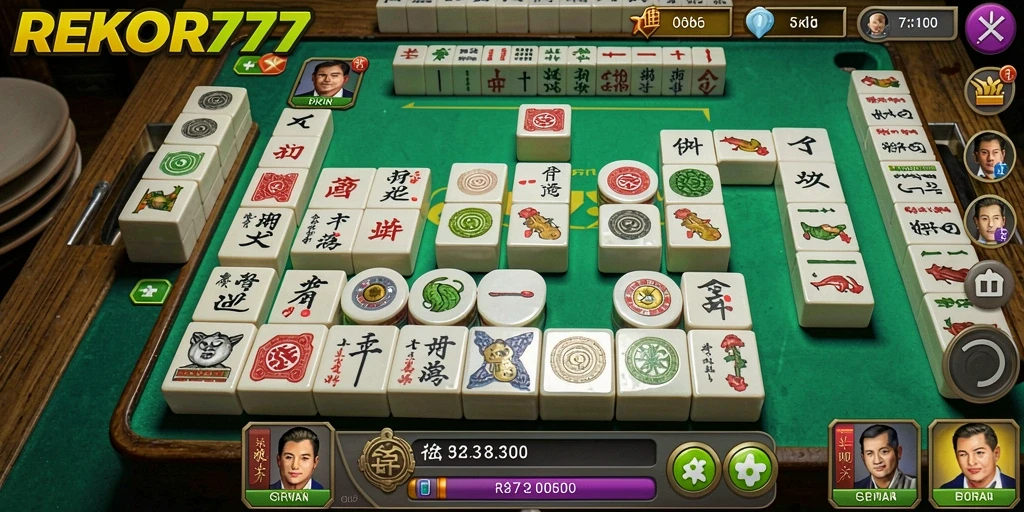 Tampilan gameplay Mahjong yang menarik dan menantang di REKOR777.
