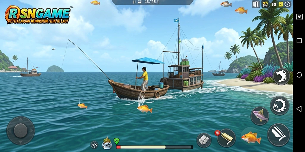 Nikmati permainan memancing yang seru dan menantang di laut.