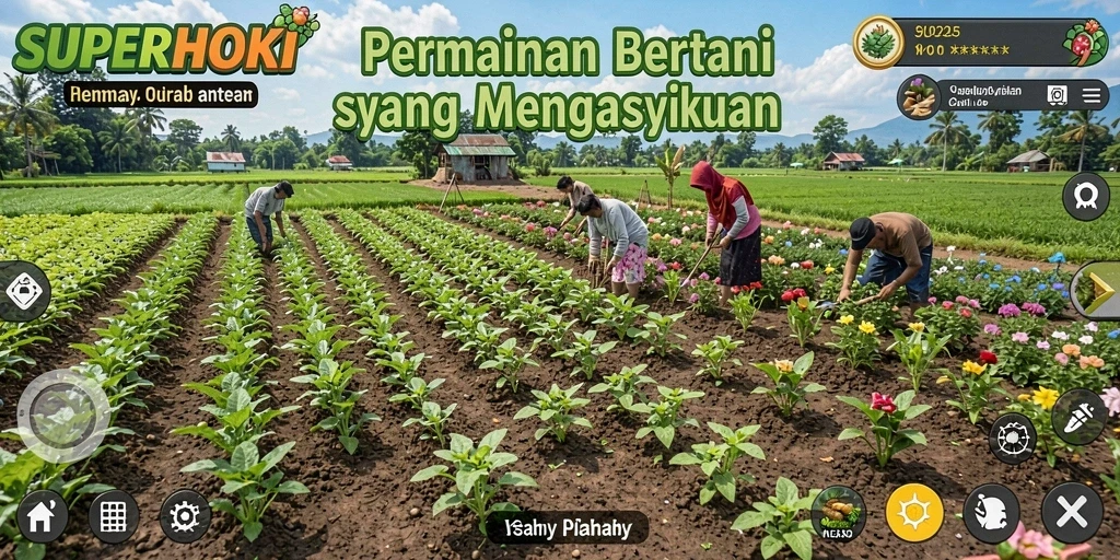 Tangkapan layar game SUPERHOKI menunjukkan keseruan bertani yang mengasyikkan.