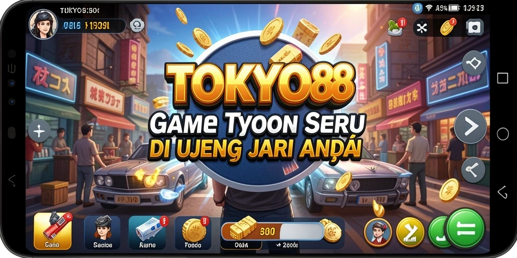 Screenshot menunjukkan pemain yang mengelola bisnis di TOKYO88 dengan ceria.