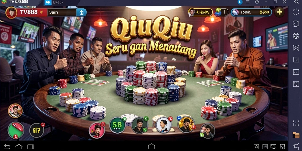 Screenshot utama TV888 menampilkan gameplay QiuQiu yang seru.