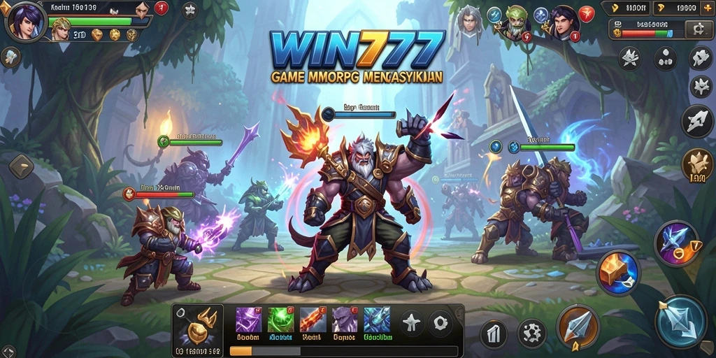 Screenshot gameplay WIN777 yang menampilkan petualangan seru dalam MMORPG.